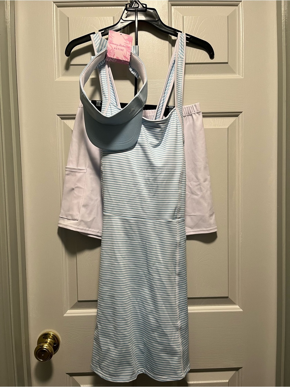 Tommy Bahama Light Blue & White Striped Active Visor and dress Set